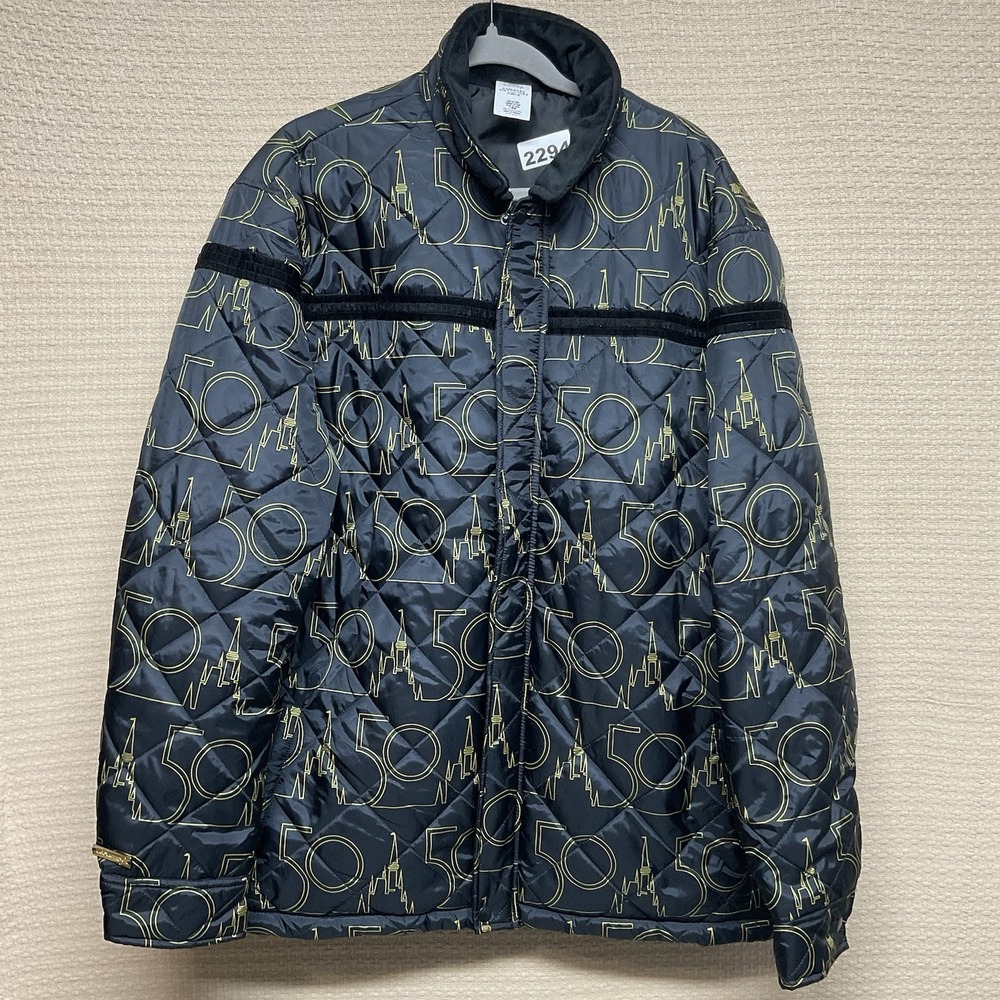 Walt Disney World 50th Anniversary Quilted Puffer Jacket Black‎ Adult Unisex XL